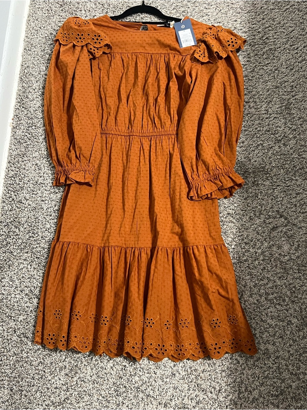 Target Women's Rust Eyelet Midi Dress